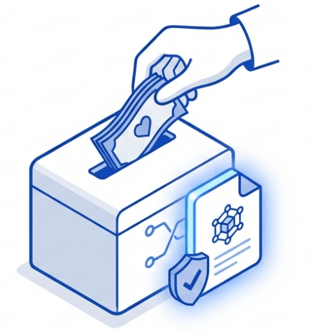 기부금 투입 및 디지털 기록 일러스트