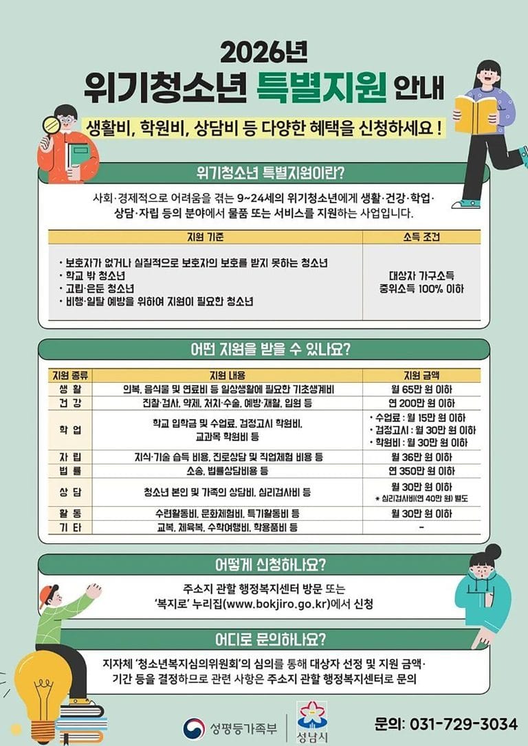 성남시, ‘위기 청소년 특별지원’ 실시…3월부터 5~10개월 맞춤 지원
