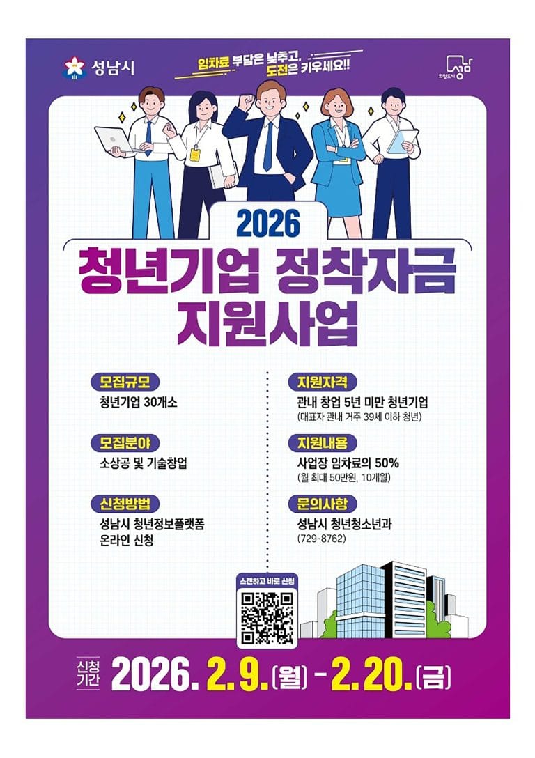 [성남시 청년창업] 월세 50% 지원, 최대 500만원 받는다 (신청자격/방법)