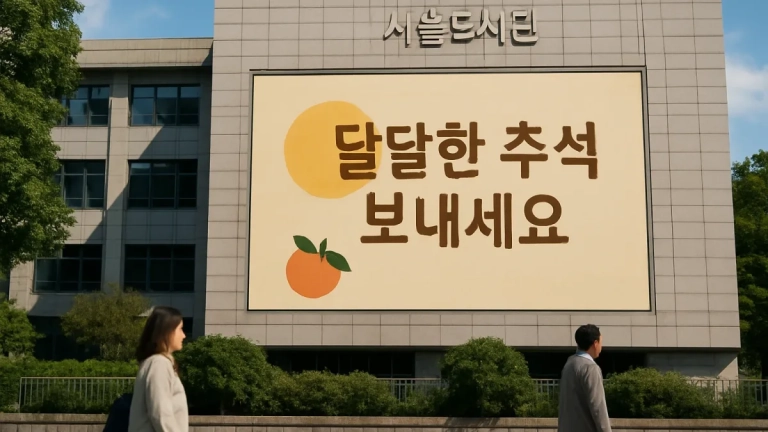서울시, 추석 맞아 서울도서관 외벽 서울꿈새김판에 ‘달달한 추석 보내세요’ 게시